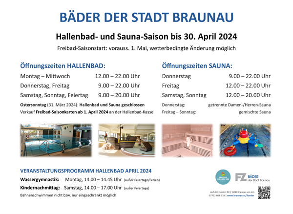 Hallenbad und Sauna Braunau April 2024